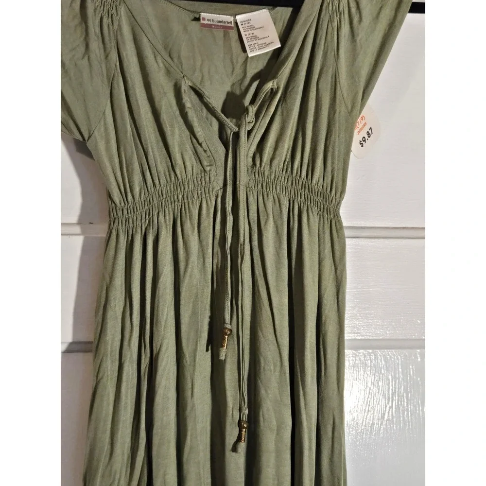 No Boundaries Dark Cilantro Green Handkerchief Hem Tunic Top Dress Juniors M 7-9 - Picture 2 of 5